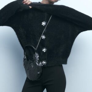 Zara sequin mini bucket bag